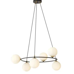 Euluna Hængelampe Glassy 6 lyskilder, rund, glas opal