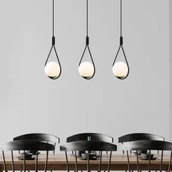 Opviq Hængelampe GMN-00009 3 lyskilder sort/opalglas