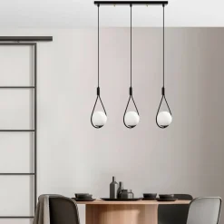 Opviq Hængelampe GMN-00009 3 lyskilder sort/opalglas