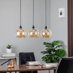 Opviq Hængelampe guld 022 3 lyskilder lineært glas Ø20cm