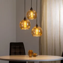 Hængelampe guld 021 3 lyskilder rondelglas Ø20cm^Opviq Best