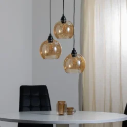 Hængelampe guld 021 3 lyskilder rondelglas Ø20cm^Opviq Best