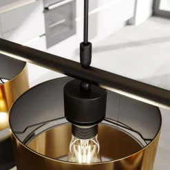 TK Lighting Hængelampe Hilton, sort/guld, 4 lyskilder