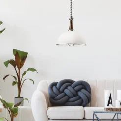 Lamkur Lighting Pendellamper>Hængelampe Ilsa, hvid/sølv, Ø 30 cm, højdejusterbar