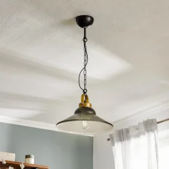 Luminex Hængelampe Iron, sort/hvid/antikk messing