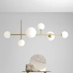 Hængelampe Joel, messing/hvid, 6 lyskilder^ALDEX New