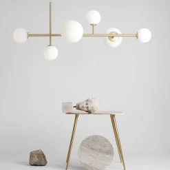 Hængelampe Joel, messing/hvid, 6 lyskilder^ALDEX New