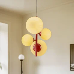 ALDEX Pendellamper>Hængelampe Joel, vinrød/hvid, 4 lyskilder