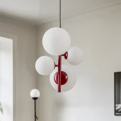 ALDEX Pendellamper>Hængelampe Joel, vinrød/hvid, 4 lyskilder