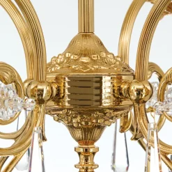 ORION Hængelampe La Boheme, guld, 5 lyskilder, krystalglas