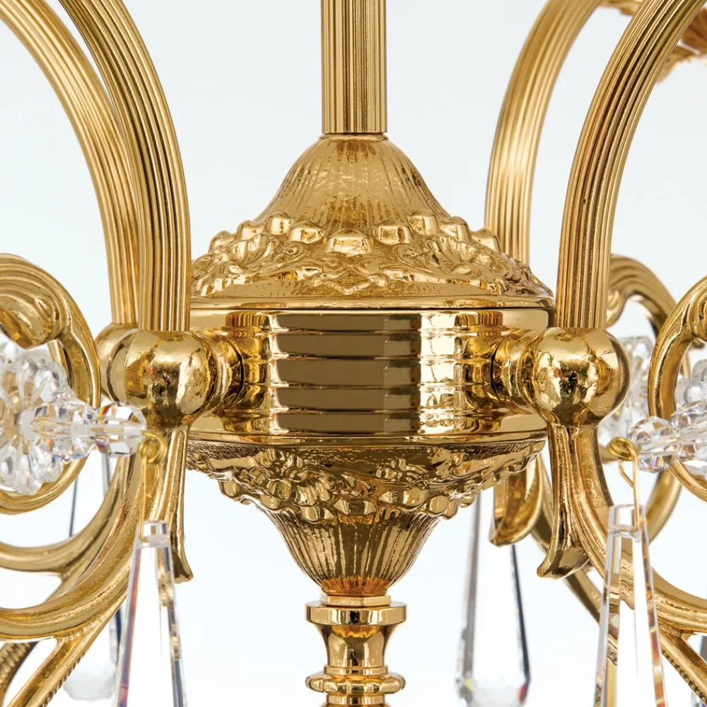 ORION Hængelampe La Boheme, guld, 5 lyskilder, krystalglas