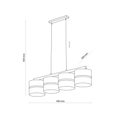 TK Lighting Hængelampe Linobianco, lineær, 4 lyskilder