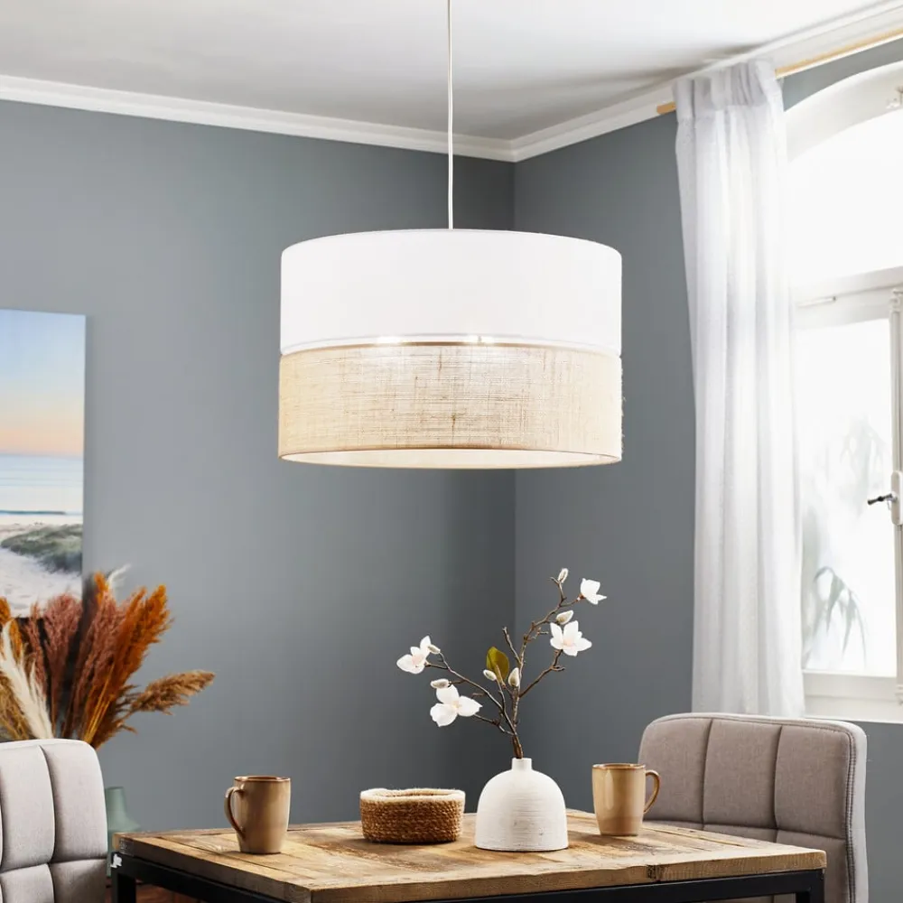 Hængelampe Linobianco med jute^TK Lighting Outlet