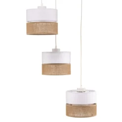 TK Lighting Hængelampe Linobianco, rund, 3 lyskilder