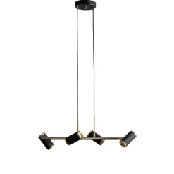 Lucea Hængelampe Lume sort/guld antik længde 66 cm 4 lyskilder metal