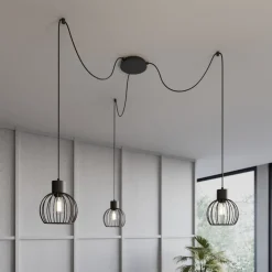 SIGMA Hængelampe Luto 3 med tre burskærme, sort