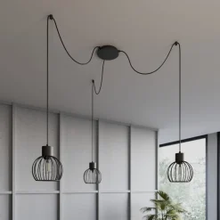 SIGMA Hængelampe Luto 3 med tre burskærme, sort