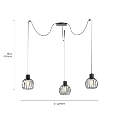 SIGMA Hængelampe Luto 3 med tre burskærme, sort