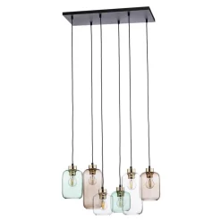 Hængelampe Marco Green, 6 lyskilder klar/grøn/brun^TK Lighting Sale