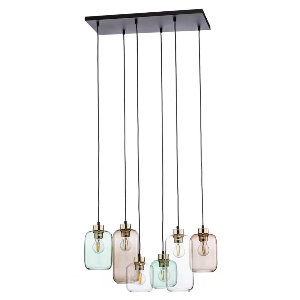 Hængelampe Marco Green, 6 lyskilder klar/grøn/brun^TK Lighting Sale