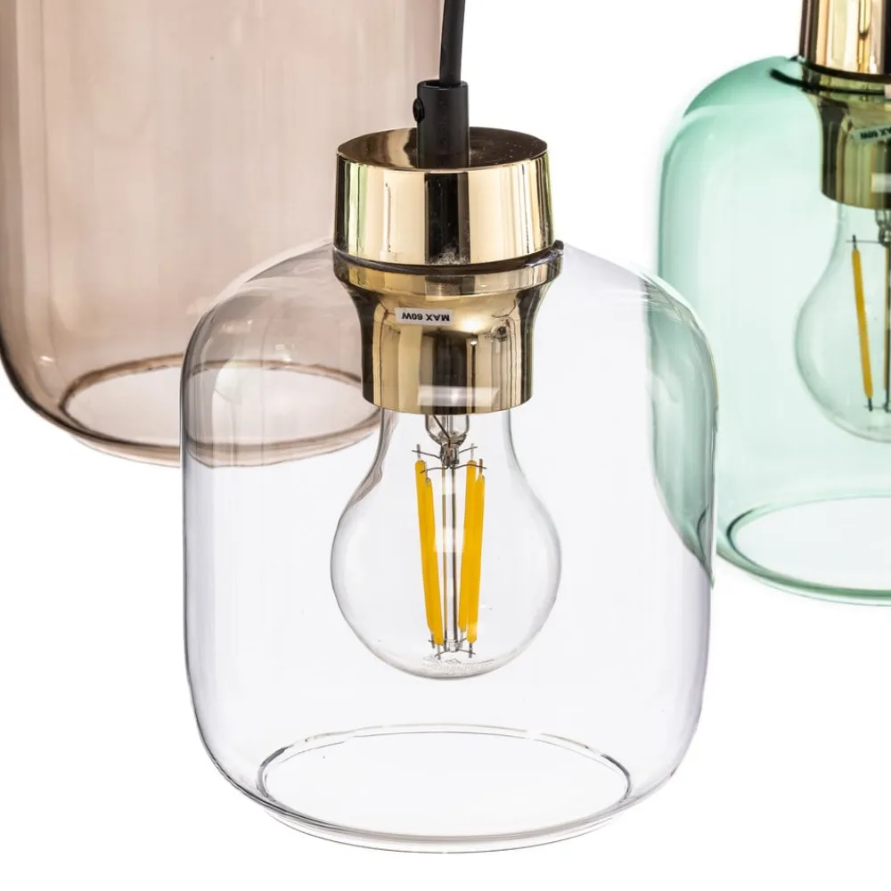 Hængelampe Marco Green, 6 lyskilder klar/grøn/brun^TK Lighting Sale