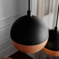 HELAM Hængelampe Midnight i sort/kobber 4 lyskilder, lang