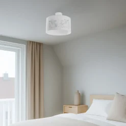 Børn Duolla Hængelampe Mila, Ø 35 cm, stof, enhjørninger, E27