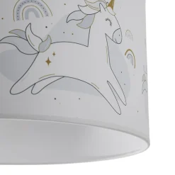 Børn Duolla Hængelampe Mila, Ø 35 cm, stof, enhjørninger, E27