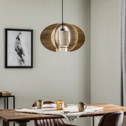 SIGMA Hængelampe Modern C M med trælameller Ø 50 cm