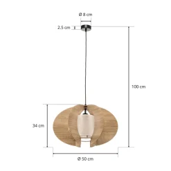 SIGMA Hængelampe Modern C M med trælameller Ø 50 cm