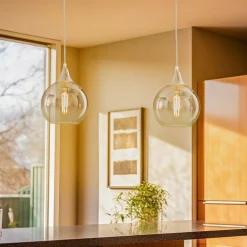 Hængelampe Monte i glas, 1 lyskilde, sølv^Eko-Light Sale