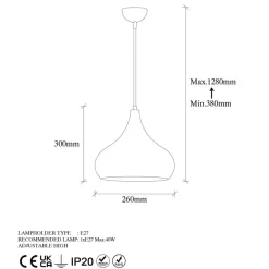Opviq Hængelampe Muba 11550, messing brun, metal, Ø 26 cm