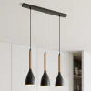Luminex Hængelampe Muza 3 lyskilder lang sort/lys træ