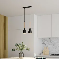 Luminex Pendellamper|Pendellamper>Hængelampe Muza, 2 lyskilder, sort/lys træ