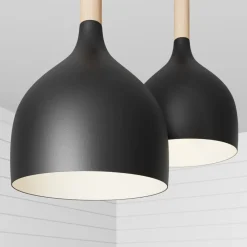 Luminex Hængelampe Noak 3-flammet lang sort/naturtræ