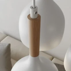 Luminex Hængelampe Noak med 3 lyskilder, rund, hvid/naturtræ