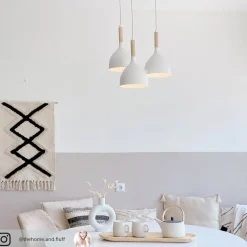 Luminex Hængelampe Noak med 3 lyskilder, rund, hvid/naturtræ