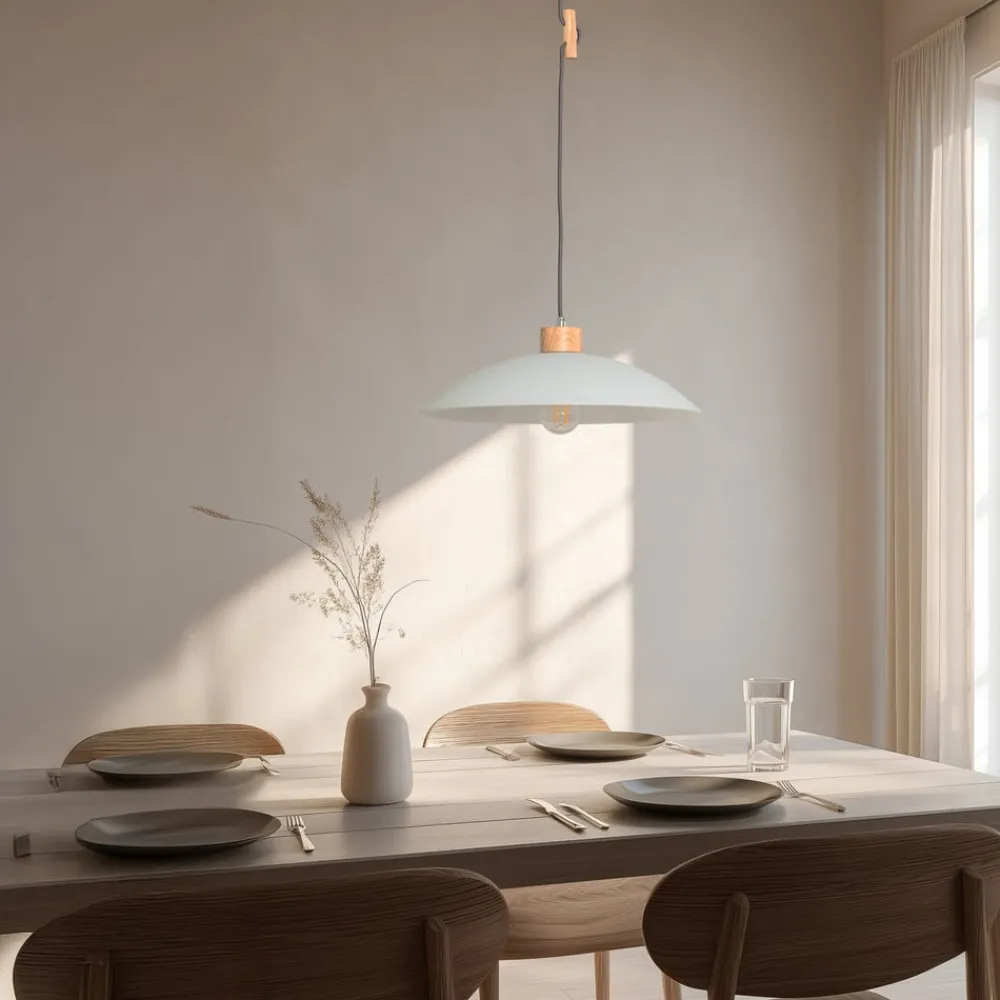 ONLI Pendellamper|Pendellamper>Hængelampe OHANA, opalglas, egetræ, Ø 40 cm, E27