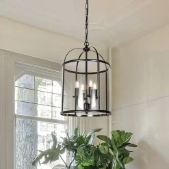 Steinhauer Hængelampe Pimpernel, Ø 32 cm, sort, glas røggrå