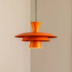 Luminex Hængelampe Plato, orange, metal, Ø 38 cm, E27