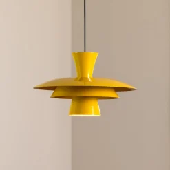 Luminex Hængelampe Plato, sennepsgul, metal, Ø 38 cm, E27