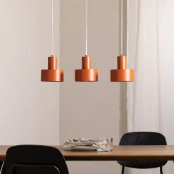 SIGMA Hængelampe Rif 3, teglrød, 3 lyskilder, lineær, stål