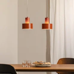 Hængelampe Rif 2, teglrød, 2 lyskilder, lineær, stål^SIGMA Online