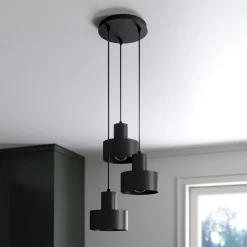 SIGMA Hængelampe Rif, rund med 3 lyskilder, sort