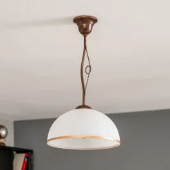 Lamkur Pendellamper>Hængelampe Roma i hvid og brun, 1 lyskilde