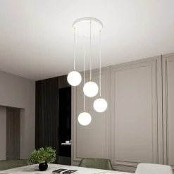 EMIBIG LIGHTING Hængelampe Royal, 4 lyskilder, opal hvid/hvid, glas, E14