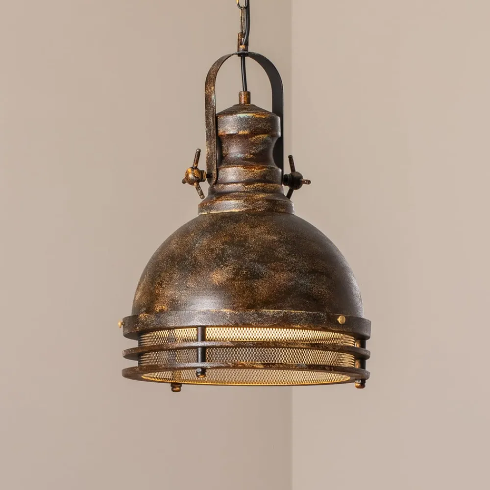 Opviq Hængelampe Saglam, 1 lyskilde, antik messing, Ø 30 cm, metal