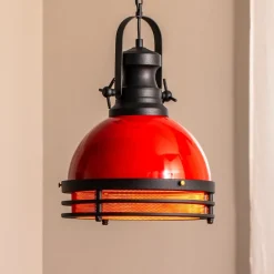 Opviq Hængelampe Saglam 3762, rød/sort, jern, Ø 32 cm