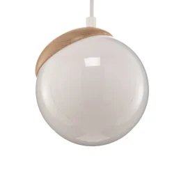 Hængelampe Sfera 1 lyskilde glas/træ lys^Eko-Light Online