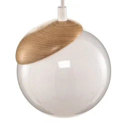 Hængelampe Sfera 1 lyskilde glas/træ lys^Eko-Light Online